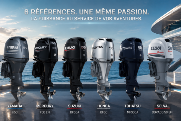 Comparatif moteurs hors-bord 50 cv Yamaha Mercury Suzuki Honda Tohatsu Selva en mer