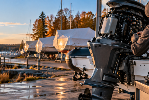 Entretien et hivernage d’un moteur hors-bord dans un chantier naval en automne