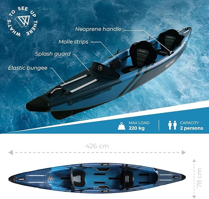 Kayak gonflable WattsUp Torpedo 2 places, full dropstitch, 426x78 cm