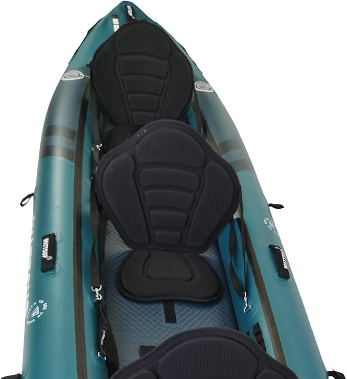 Vue intérieure des 3 sièges du kayak gonflable WattsUp COD 3 places